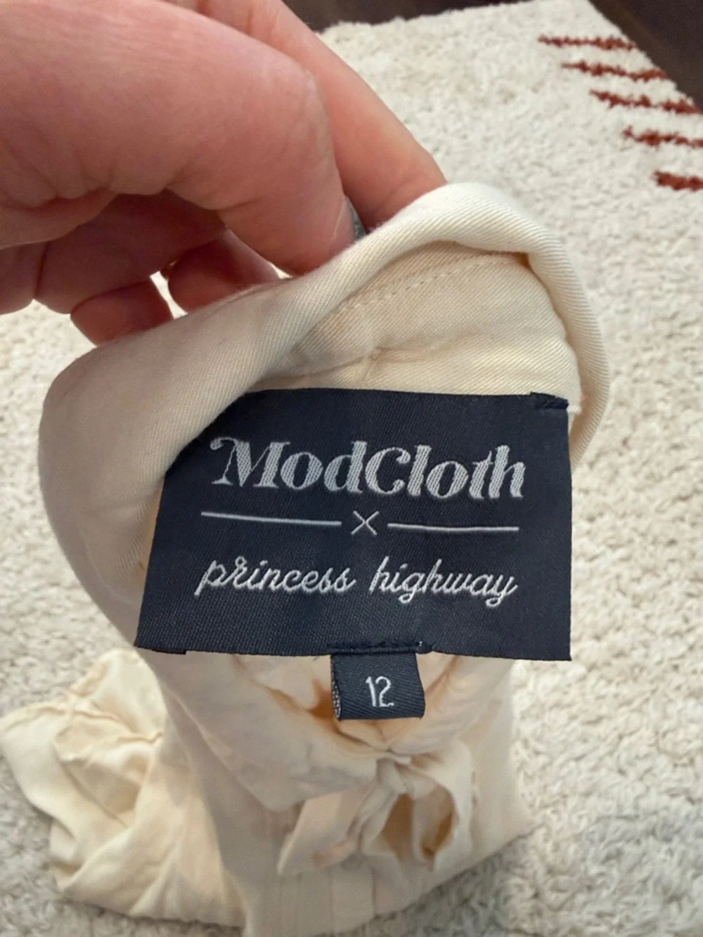 Modcloth Princess Highway Cream Button Down Pleated Bow Blouse - Picture 6 of 10